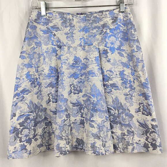 Ark & Co Skirt Womens Size Medium Purple Metallic Floral Tapestry A-Line Pleated - Picture 1 of 7